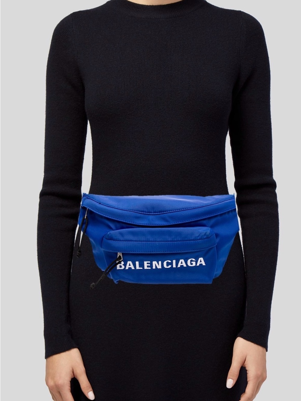 Balenciaga Cobalt Blue Logo Nylon Crossbody Belt Bag